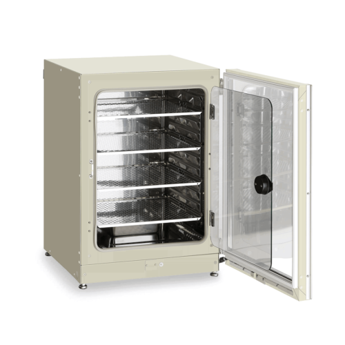 CO2 Inkubator MCO-170AICD-PE-IncuSafe von PHC, PHCbi mit offener Türe und Ansicht von der Seite