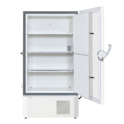 Ultratiefkühlschrank MDF-DU702VH-PE VIP ECO von PHC, PHCbi mit offener Türe und Ansicht von vorne