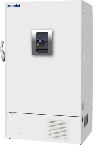 Ultratiefkühlschrank MDF-DU901VHL-PE VIP ECO von PHC, PHCbi mit geschlossener Türe und Ansicht von der Seite