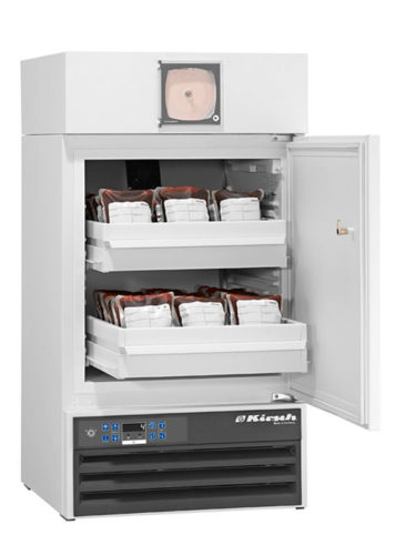 Blutkonservenkühlschrank BL-100 von Kirsch mit geschlossener Standardtüre und Temperaturschreiber