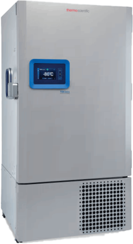 Labor Ultratiefkühlschrank TSX70086V von Thermo mit geschlossener Türe und Ansicht von der Seite