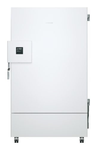 Labor Ultratiefkühlschrank SUFsg 7001 H72 mit Wasserkühlung von LIEBHERR mit geschlossener Türe und Ansicht von vorne für die Kryokonservierung